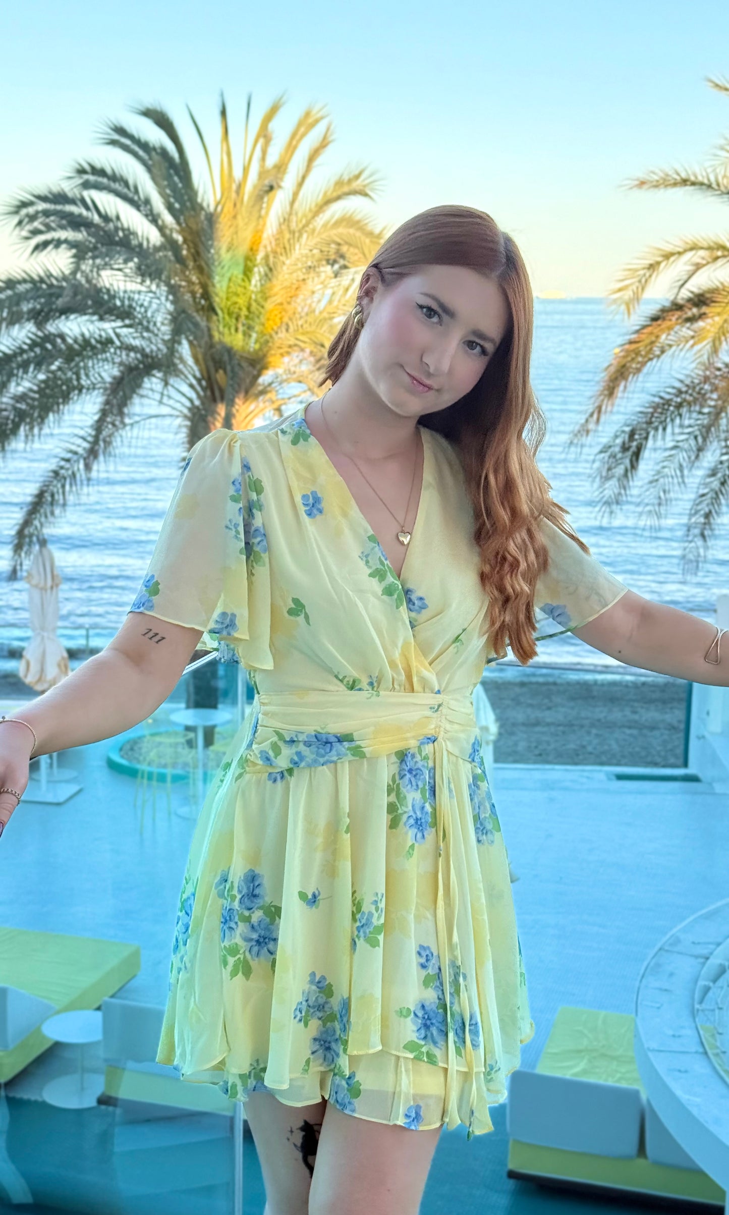 Robe jaune fleurie CURAÇAO