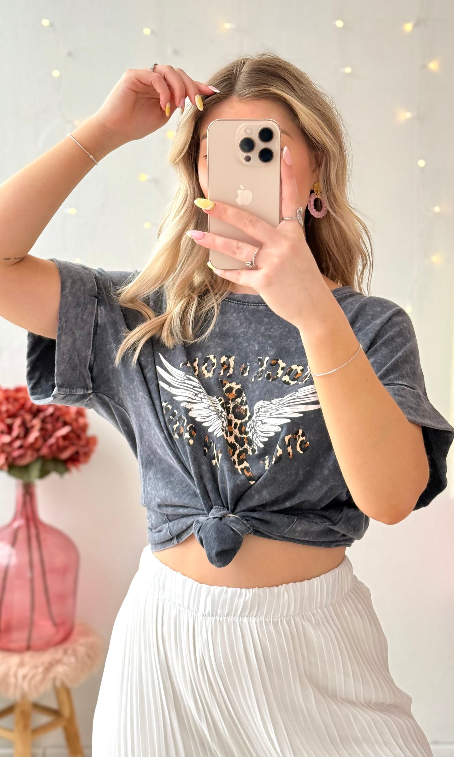 T-shirt gris/ léopard SOLENE