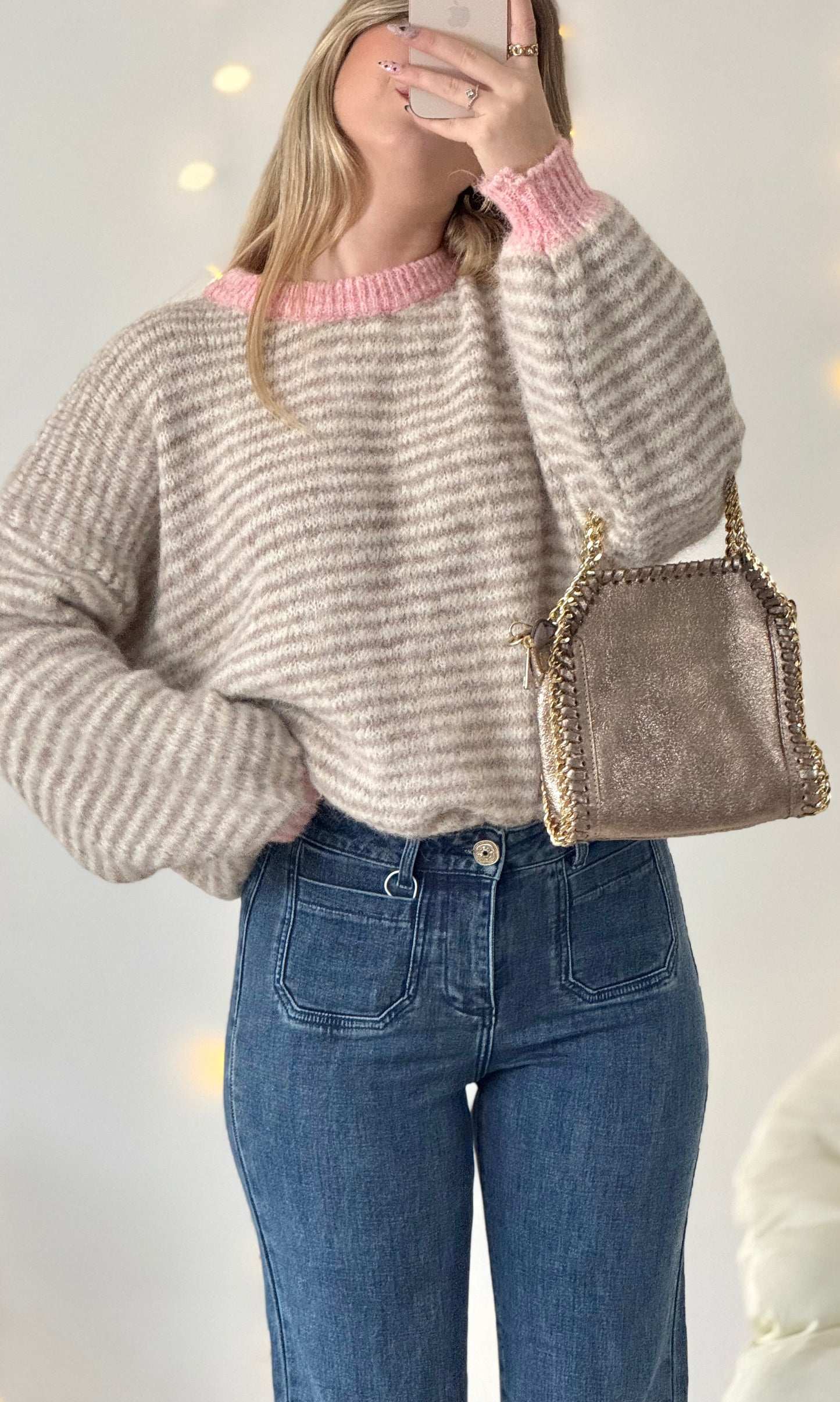 Pull rayé beige et rose HELENA 🇮🇹