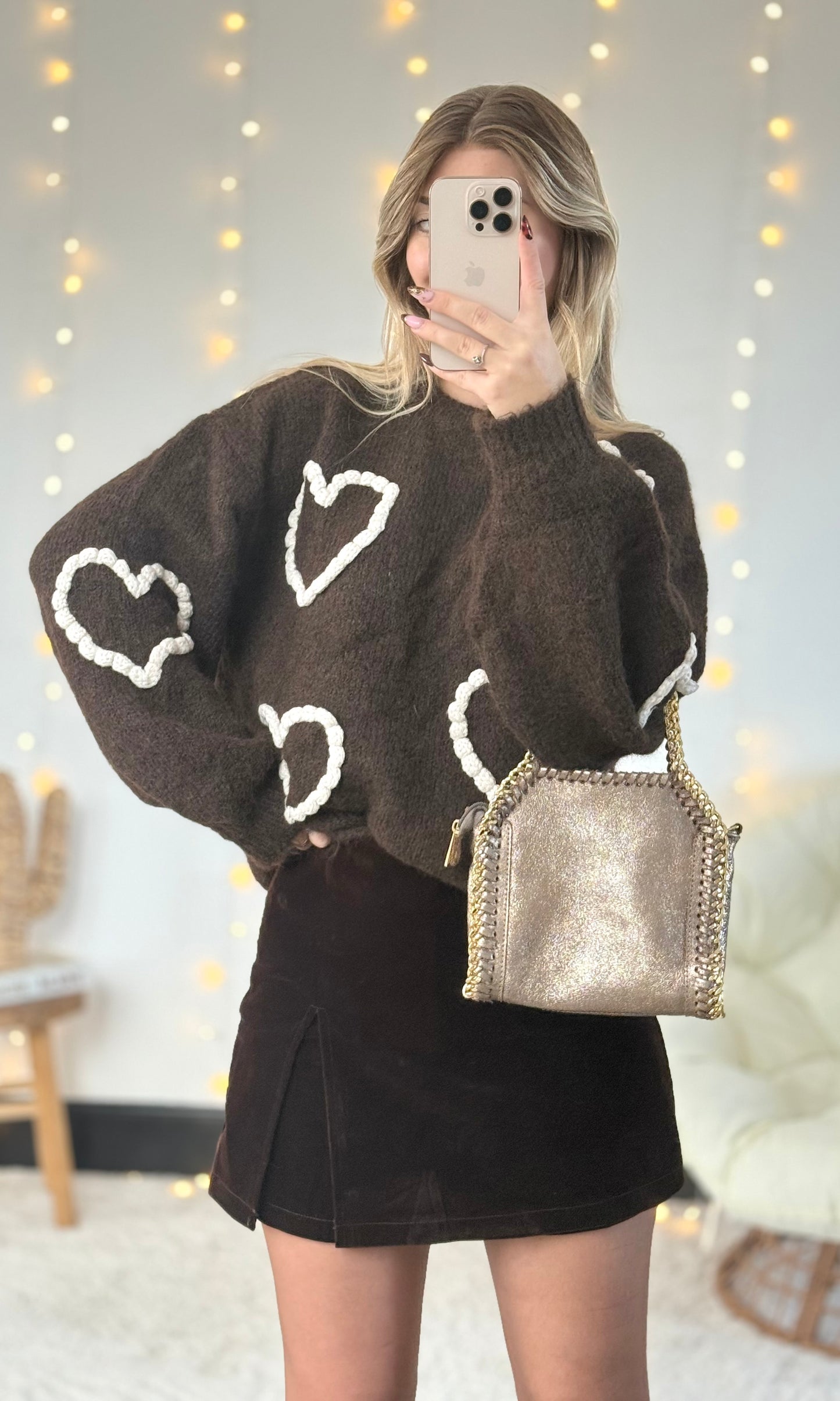 Pull cœurs / chocolat VIENNOIS (expédition vers le 30)