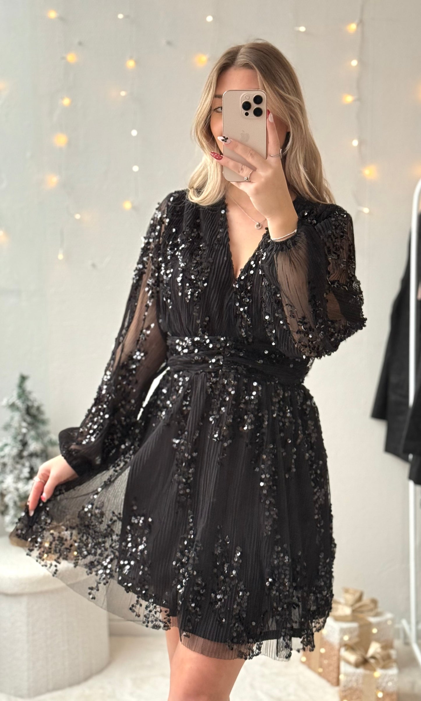 Robe noire à sequins TINSEL