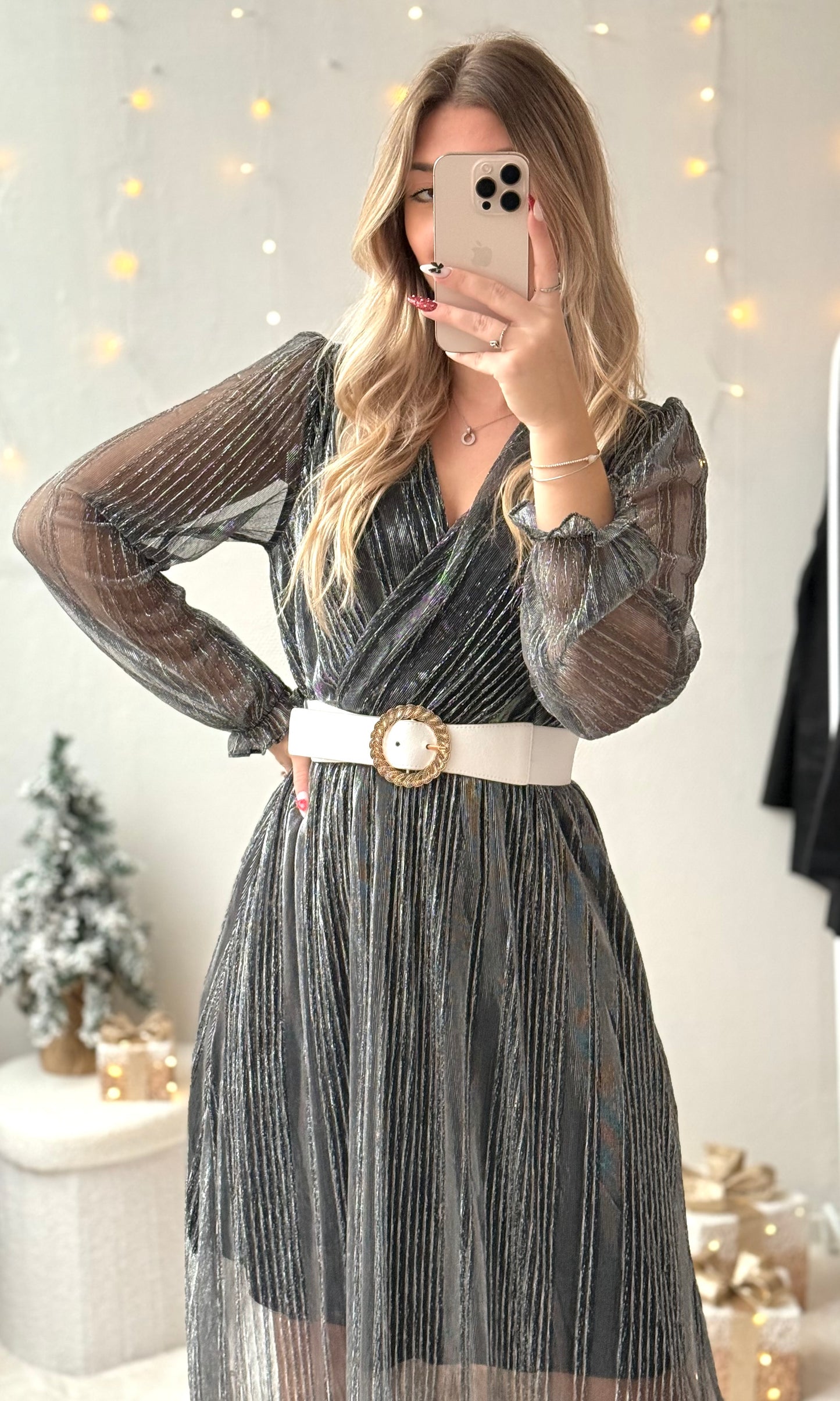 Robe longue argentée MISTLETOE