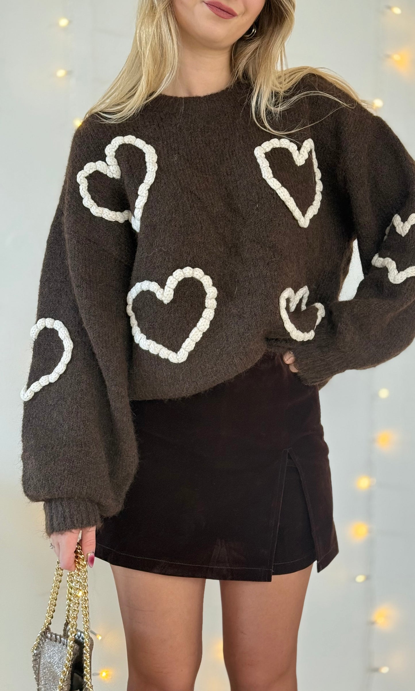 Jupe short chocolat en velours CHERRY