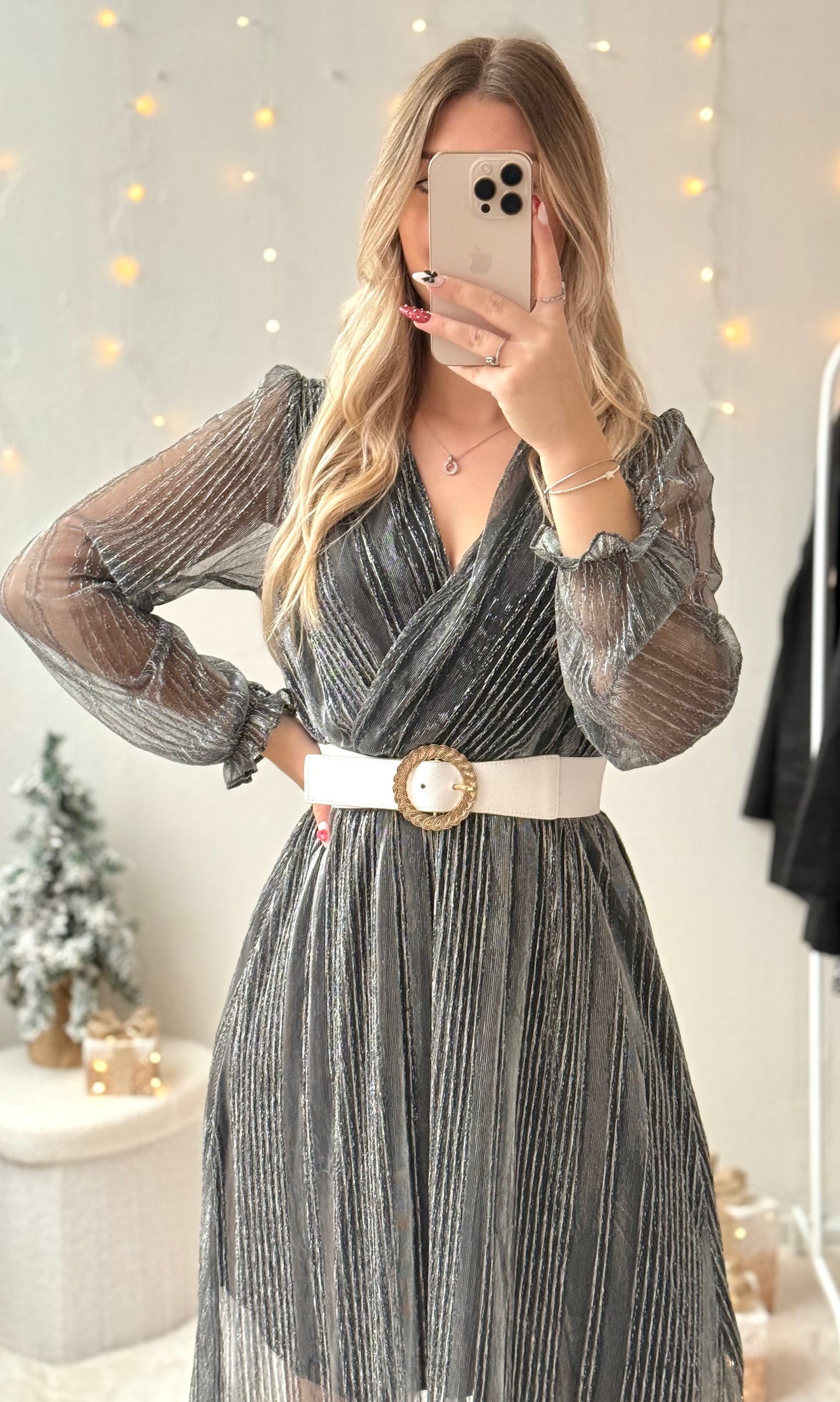 Robe longue argentée MISTLETOE