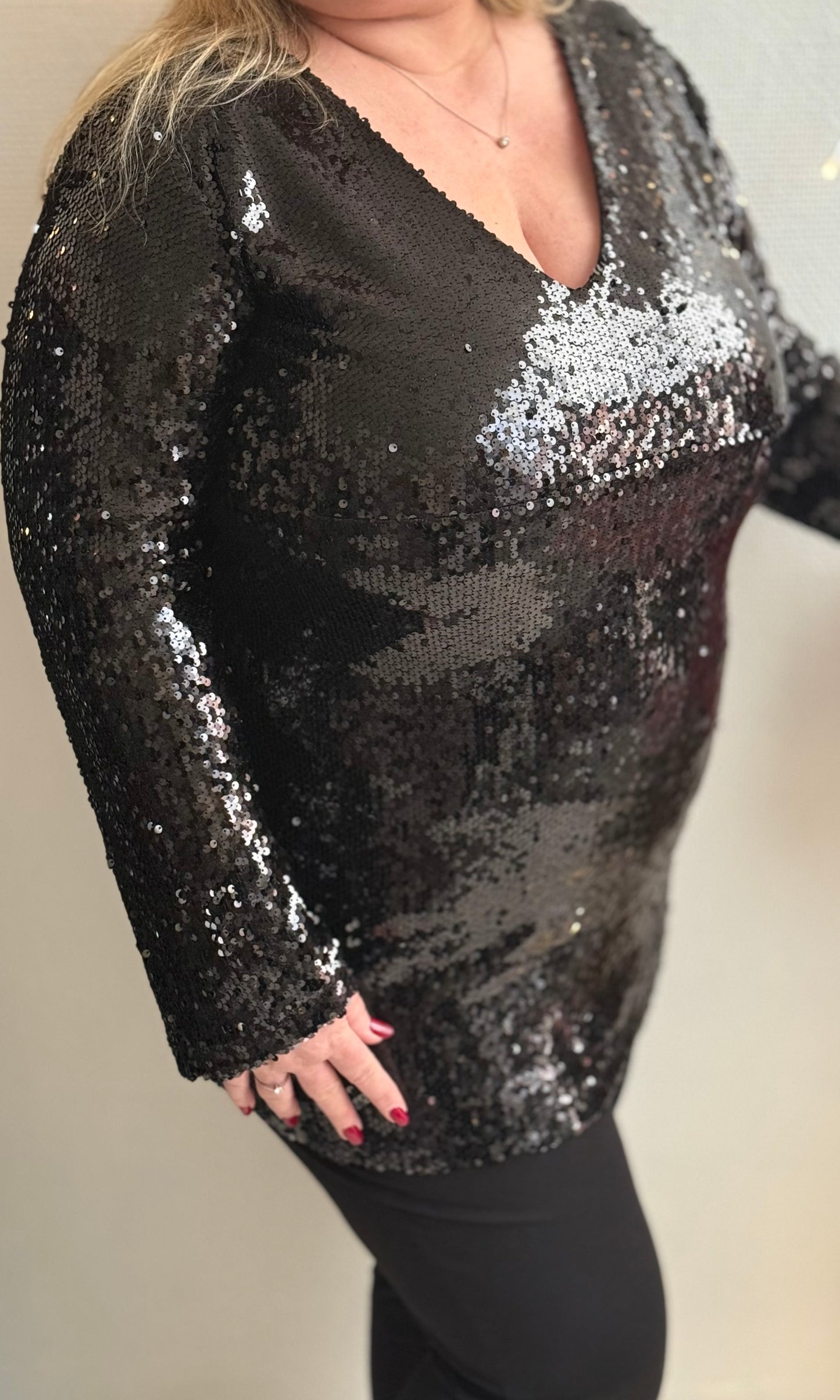 (CURVES) Robe sequins BLACK