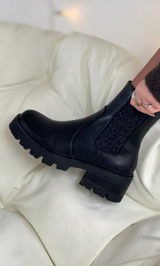 Bottes noires - léopard ROMY