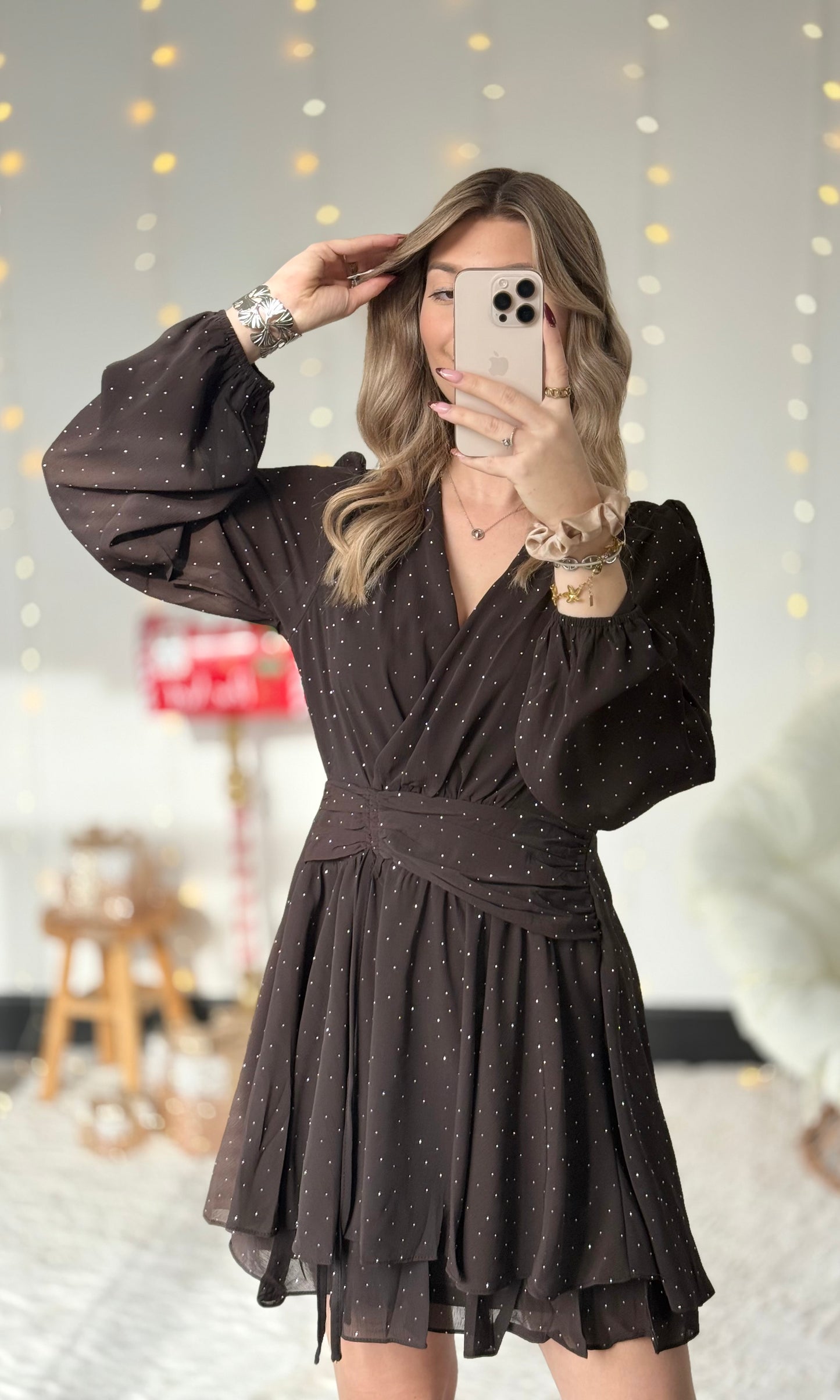 Robe chocolat à strass STRASS