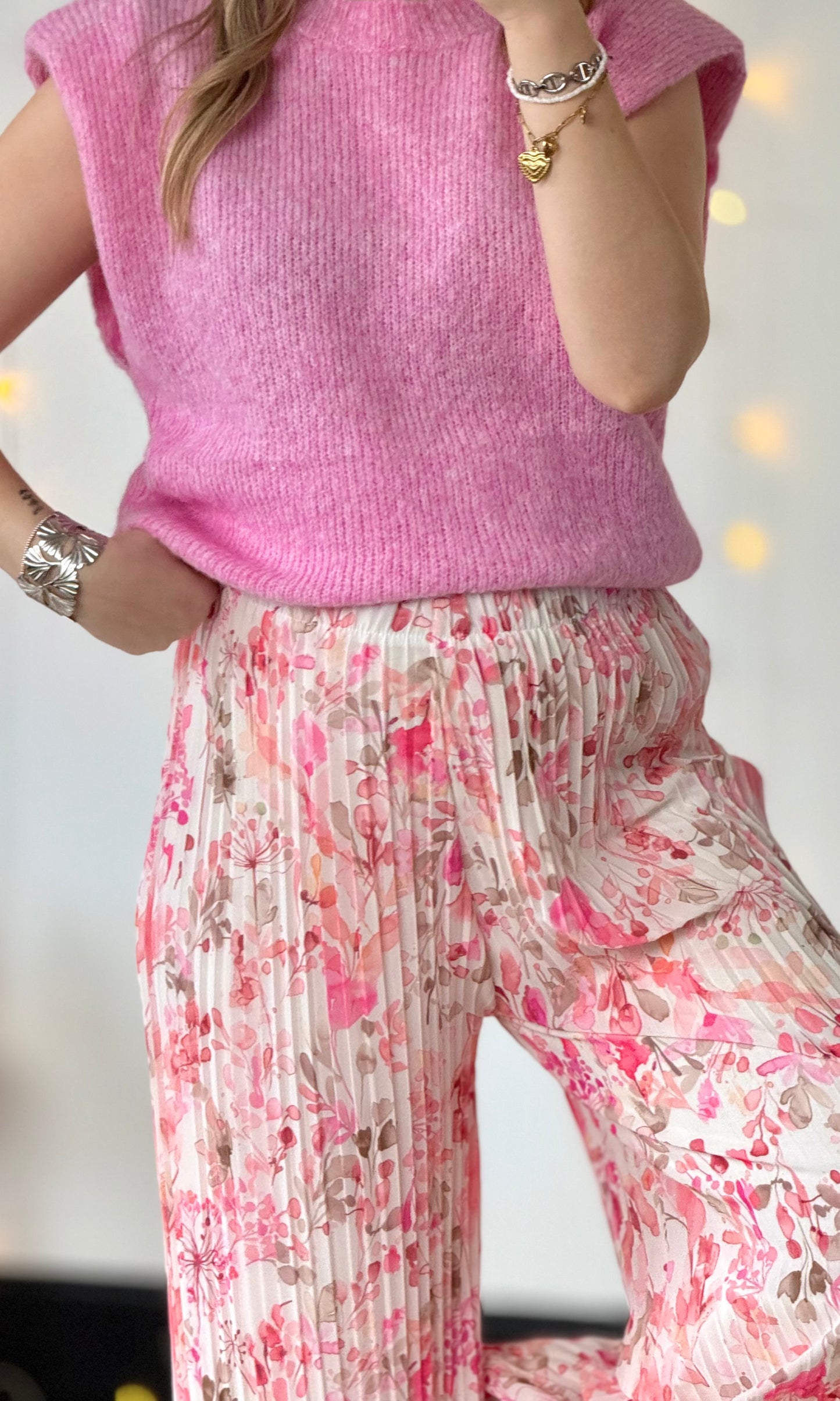 Pantalon plissé fleuri PEARL (34-48) 🇮🇹 - expédition vers le lundi 30