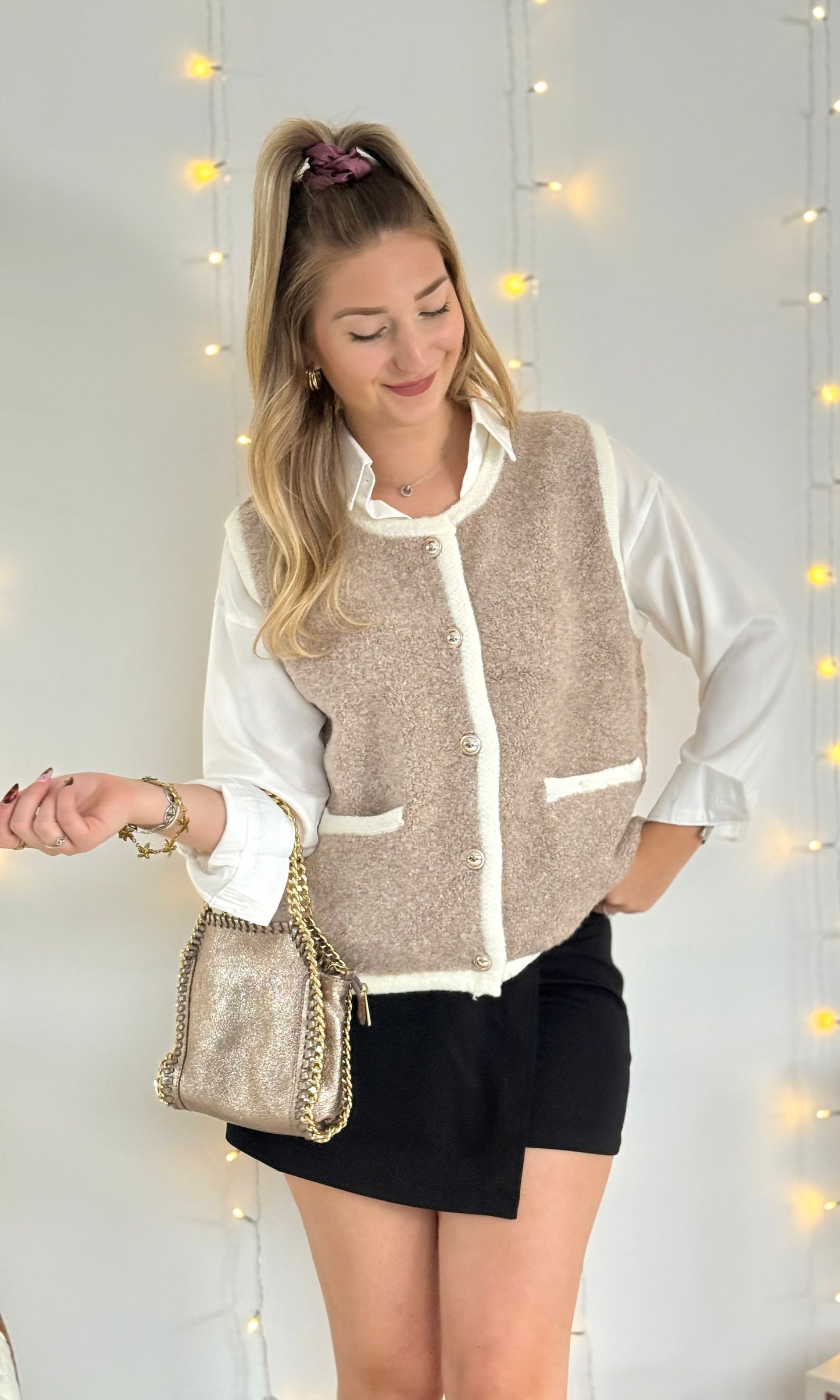 Pull beige effet bouclette BLAIR