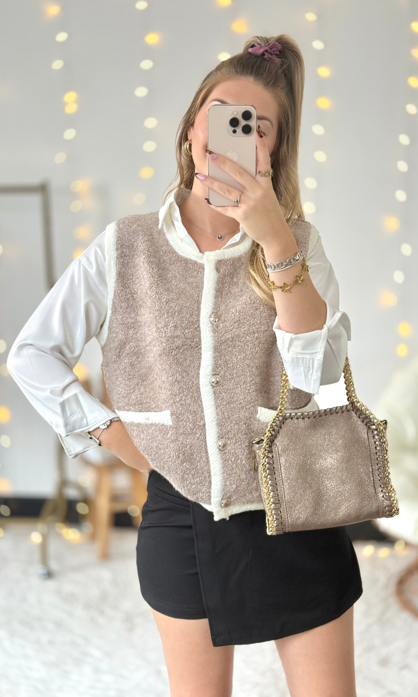 Pull beige effet bouclette BLAIR