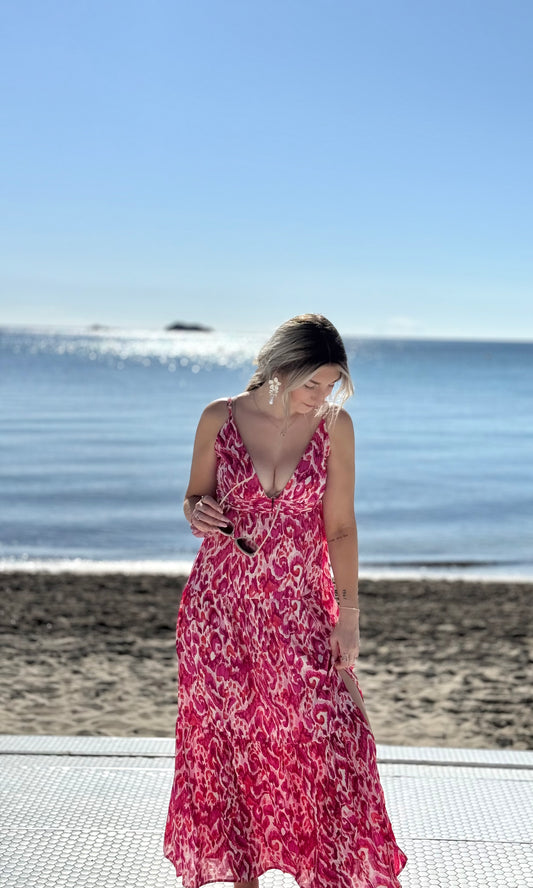 Robe longue rose EULARIA