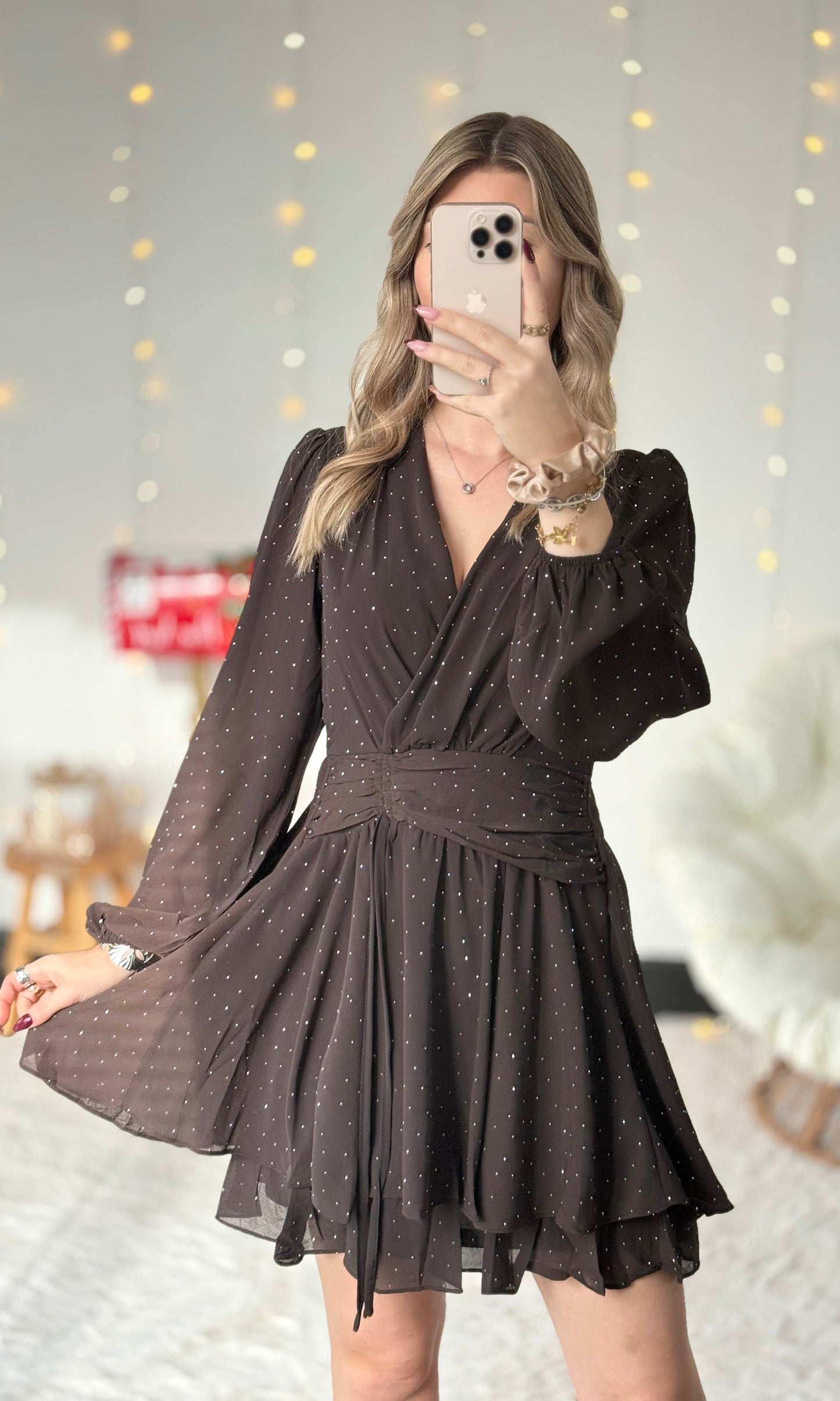 Robe chocolat à strass STRASS