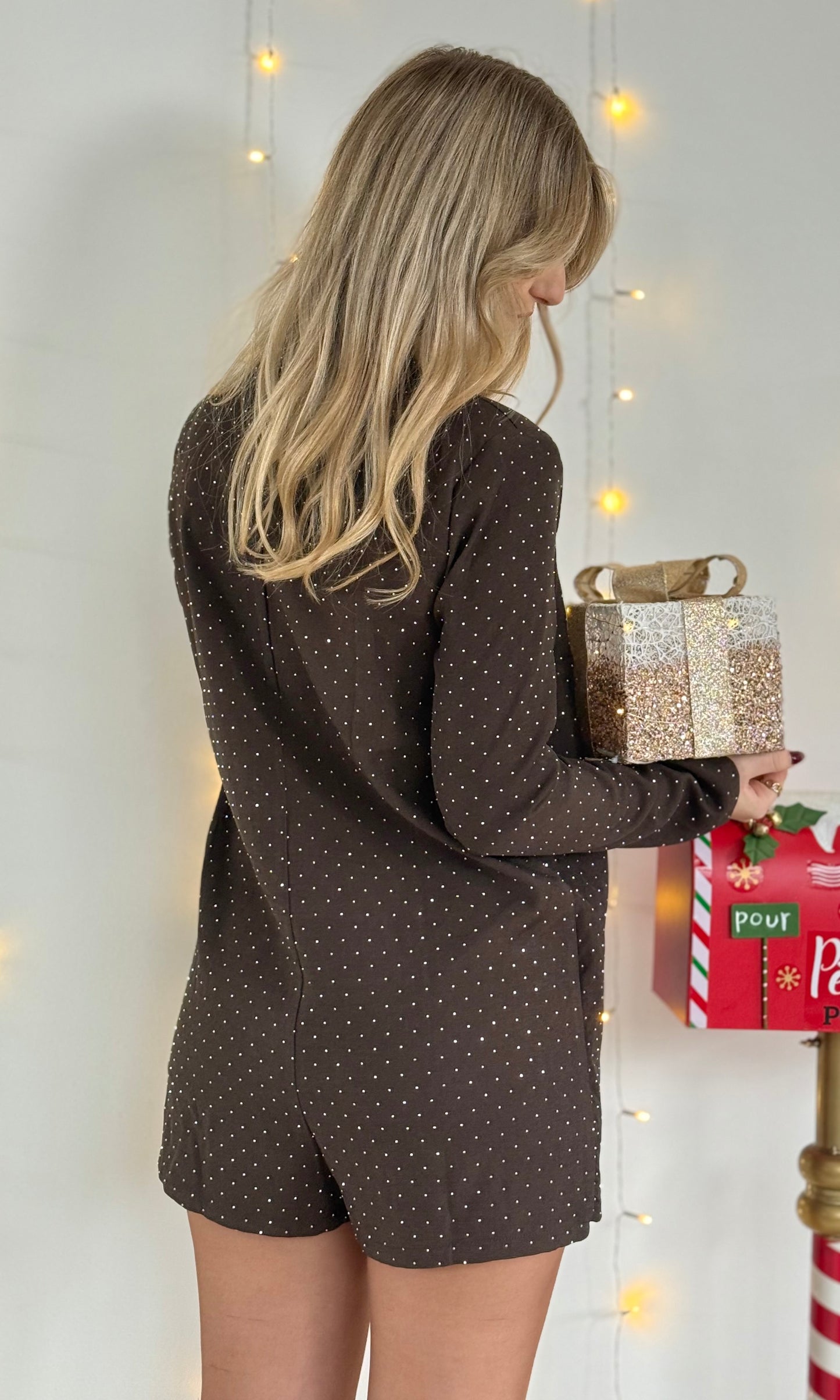 Combishort chocolat à strass ÈVE