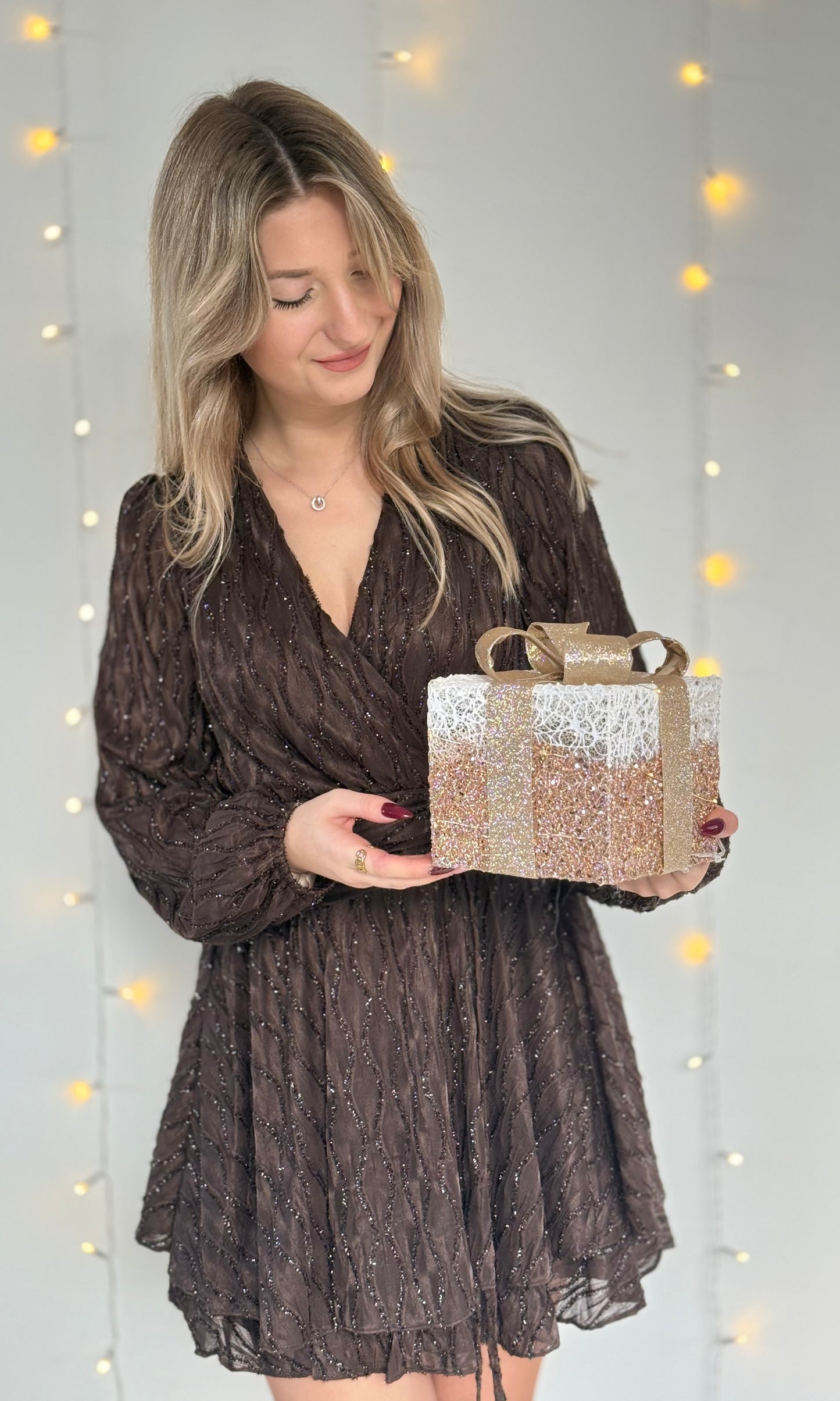 Robe chocolat brillante MARIAH (envoi vers le 17 novembre)