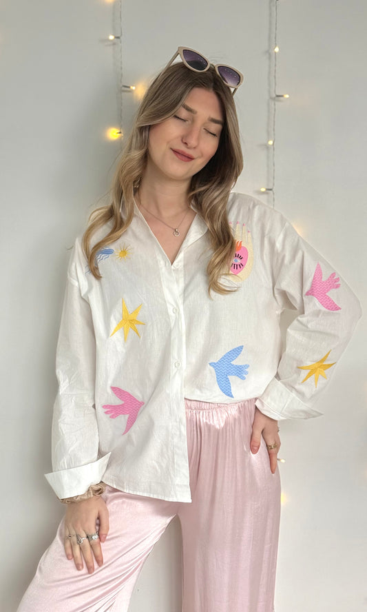Chemise à broderies PASTEL