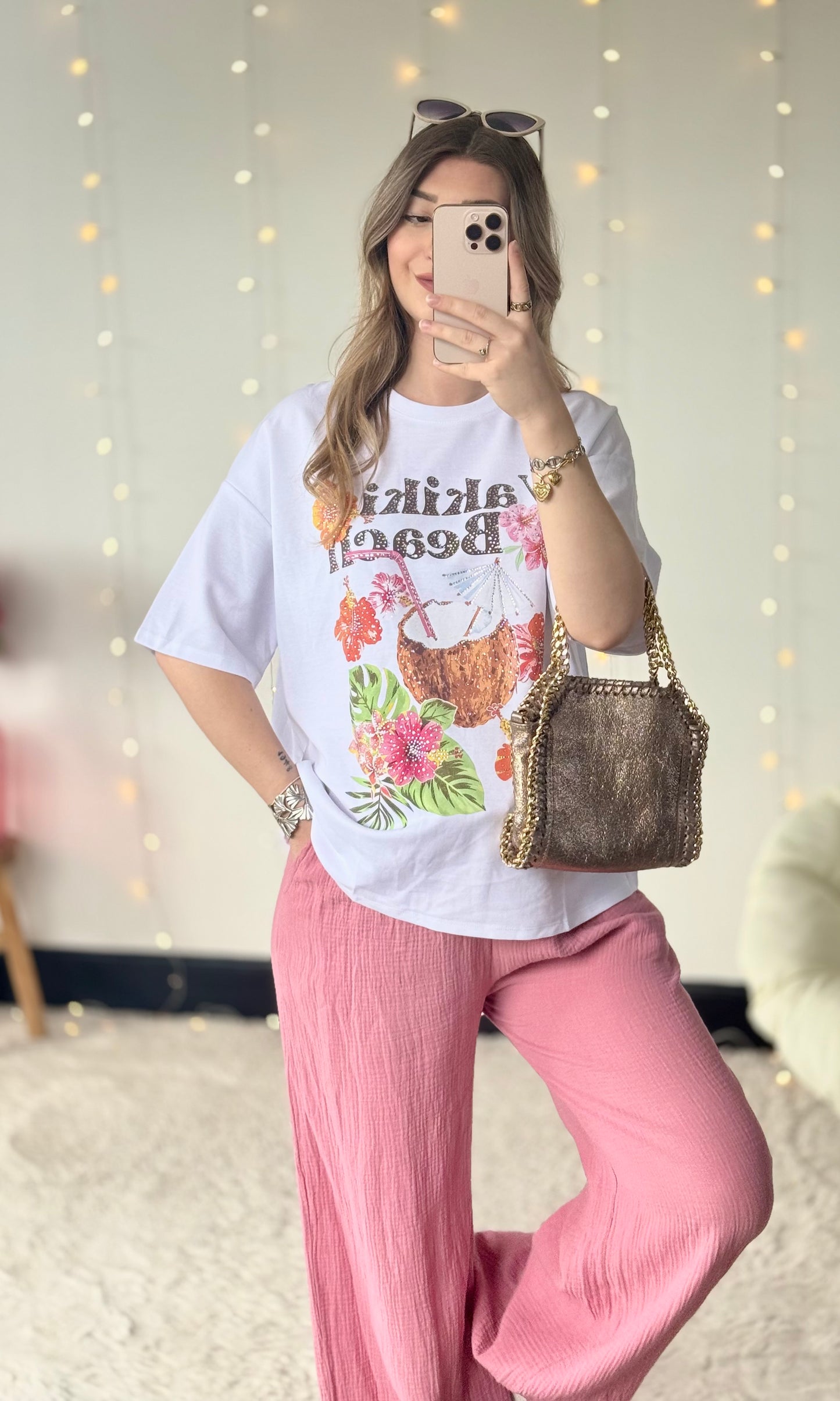 T-shirt en coton à strass WAKIKI