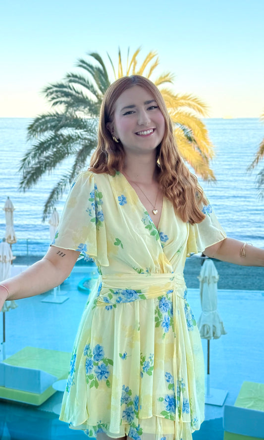 Robe jaune fleurie CURAÇAO