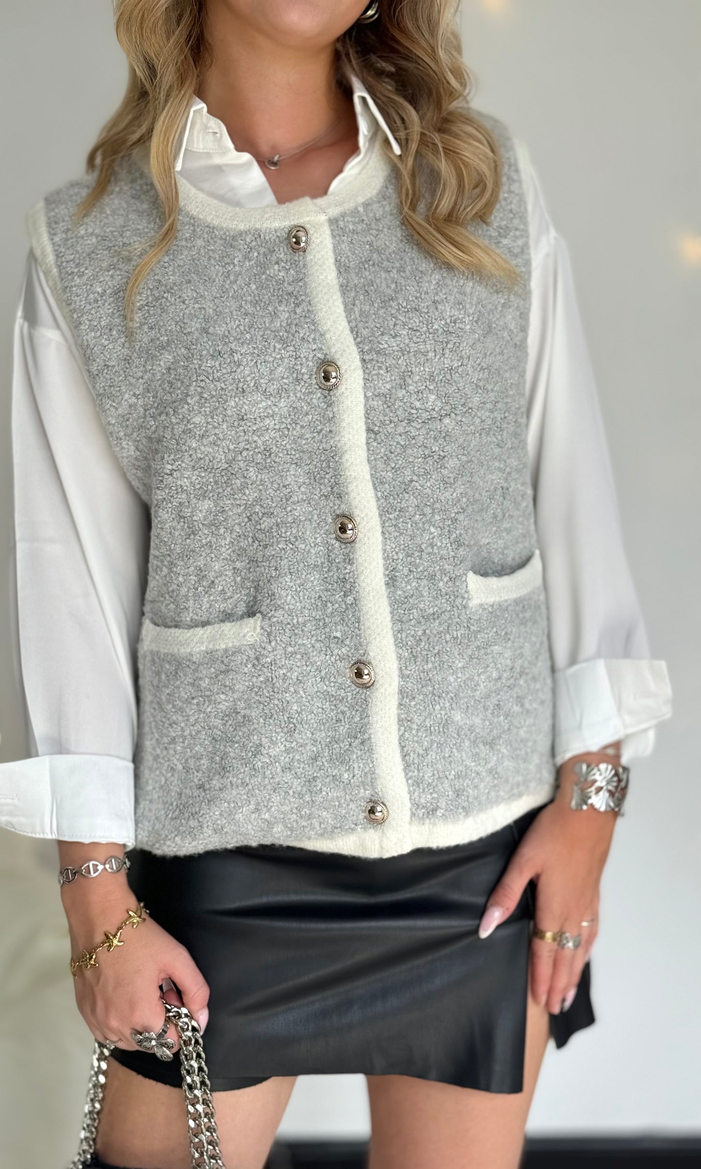 Pull gris effet bouclette BLAIR