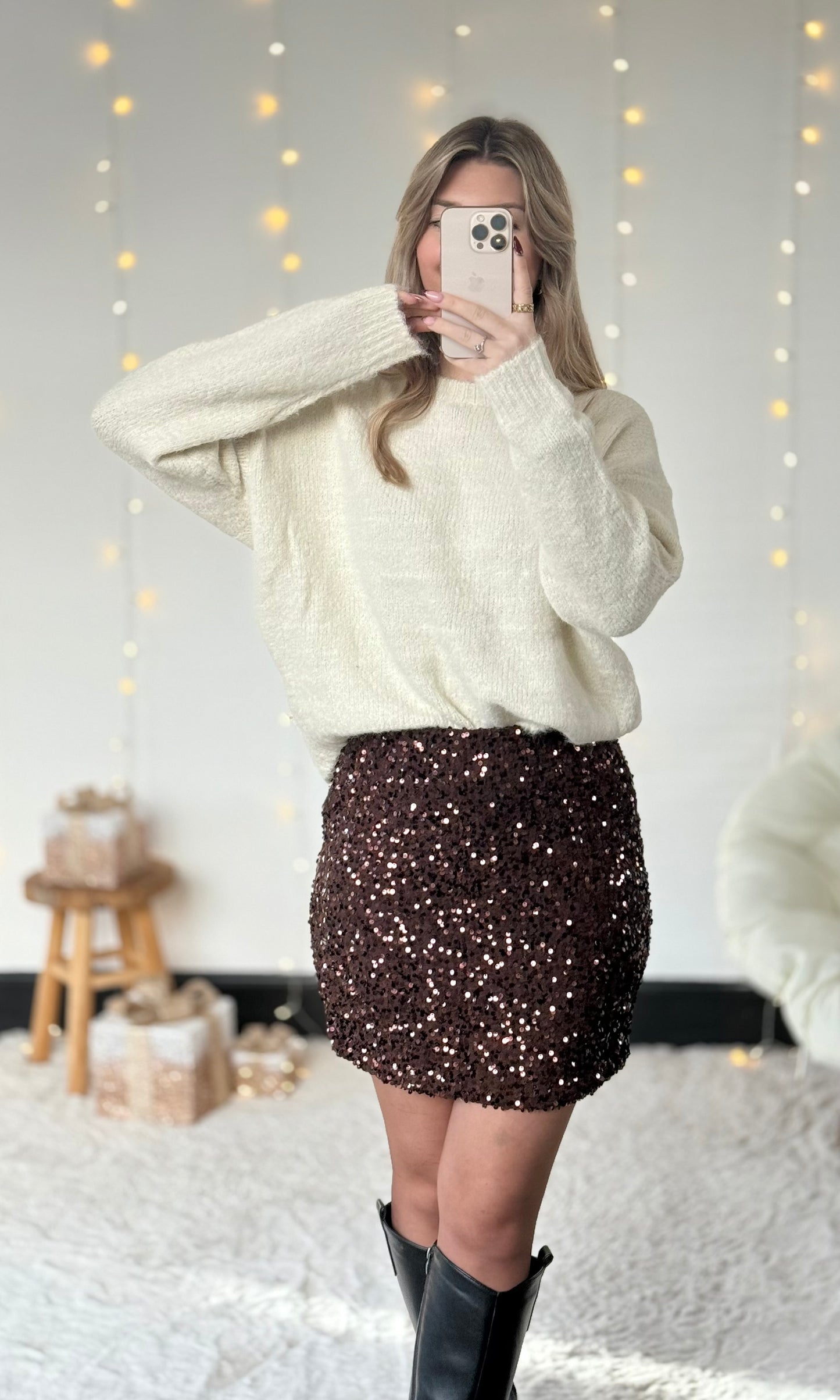 Jupe marron à sequins PUMPKIN