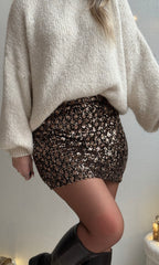 (CURVES) Jupe à sequins rose gold MAYA
