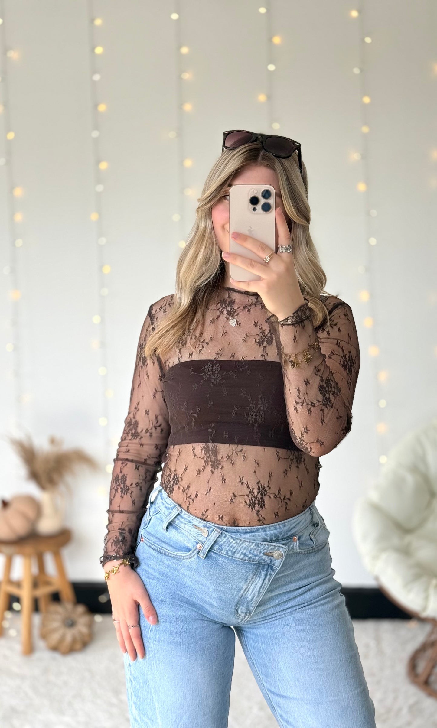Haut en dentelle chocolat MIA
