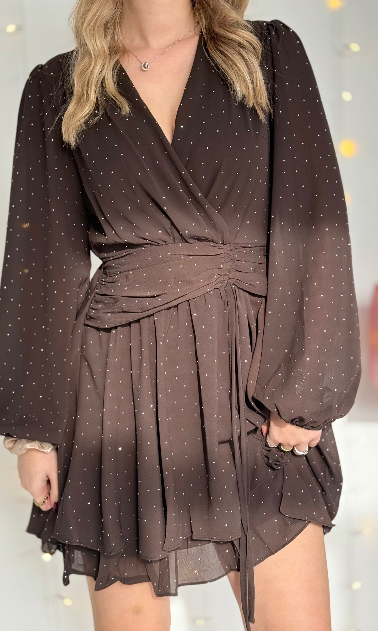 Robe chocolat à strass STRASS