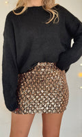 (CURVES) Jupe à sequins rose gold MAYA