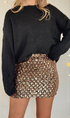 (CURVES) Jupe à sequins rose gold MAYA