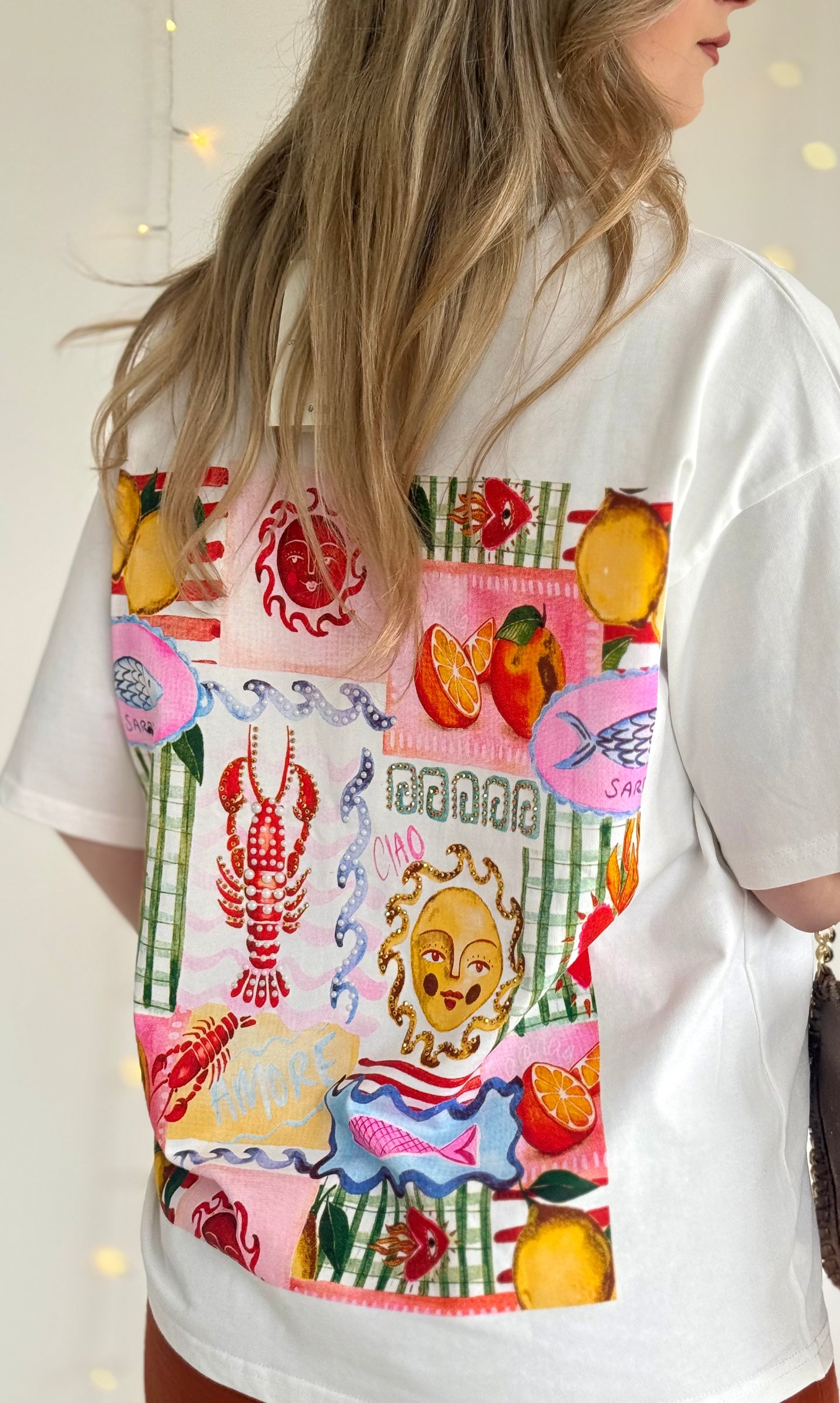 T-shirt en coton à strass TERRACOTTA