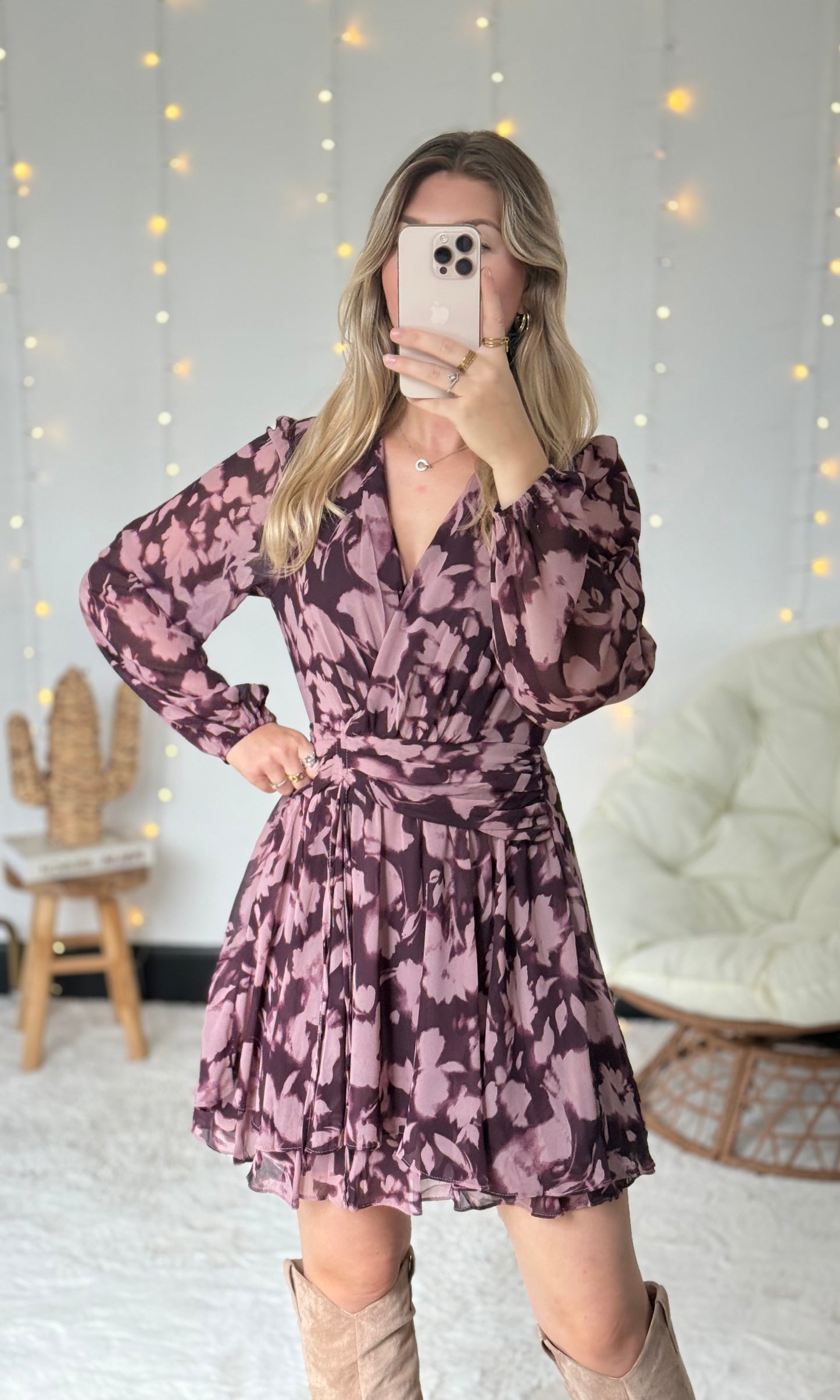 Robe taupe et violine MELISSA (expédition vers le 20 septembre)
