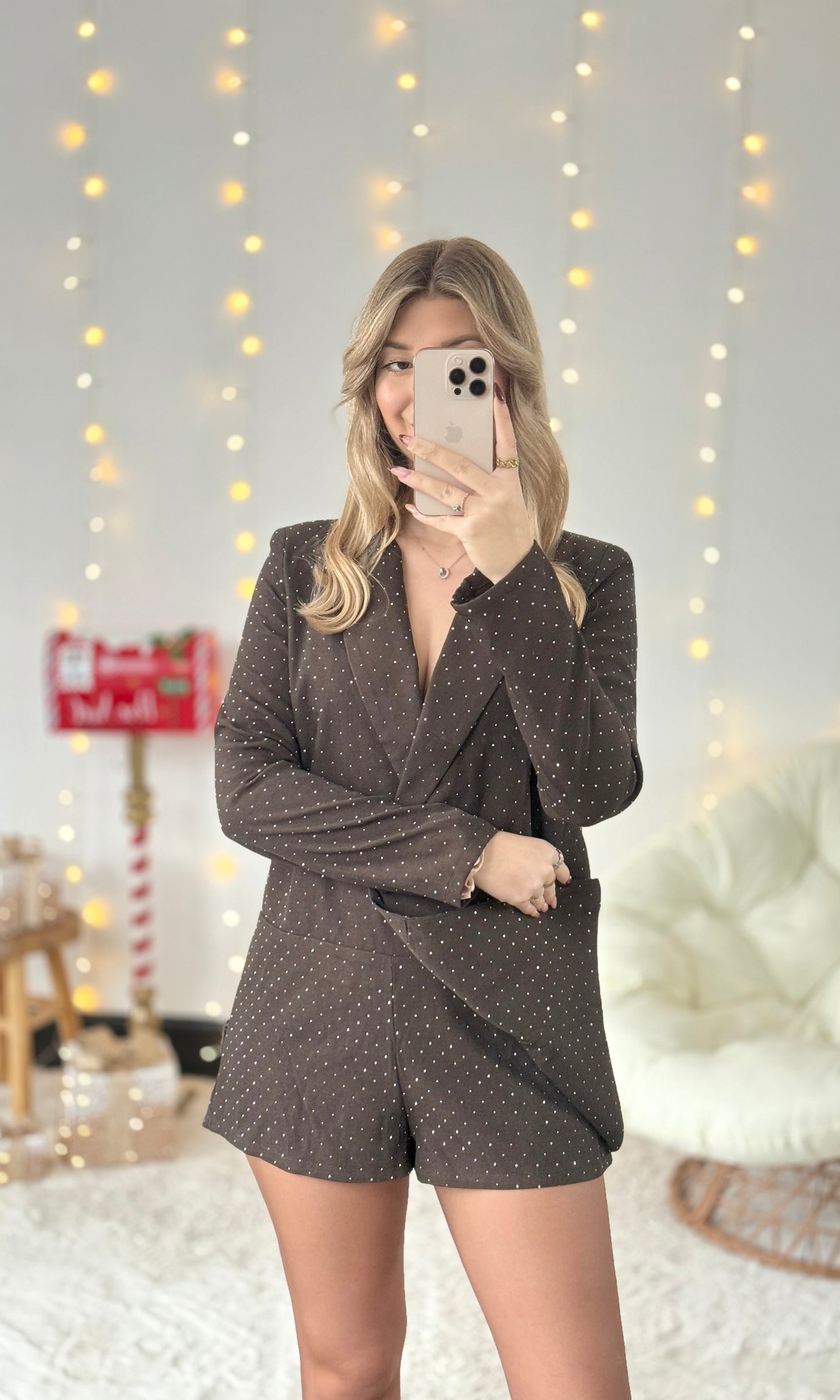 Combishort chocolat à strass ÈVE