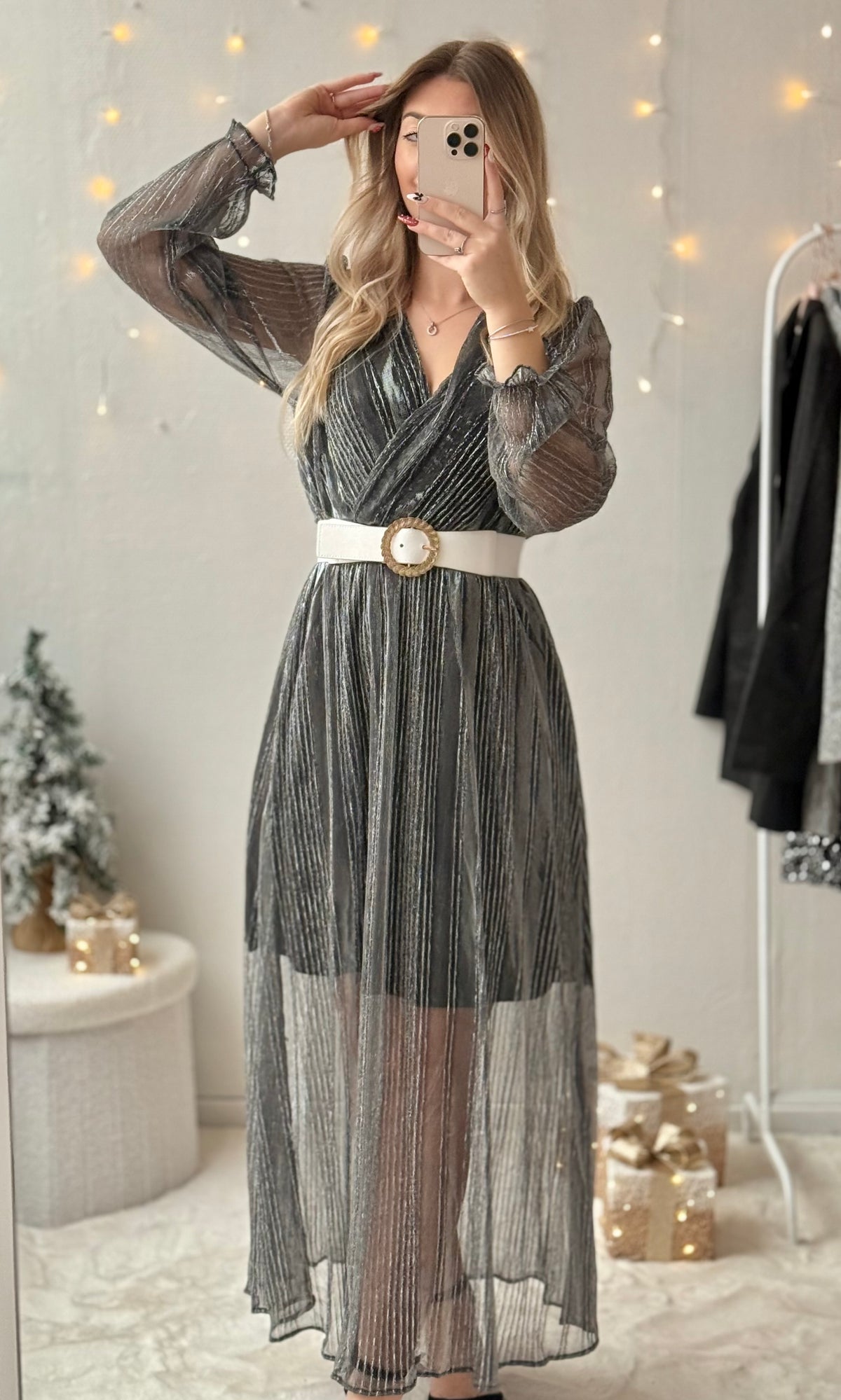 Robe longue argentée MISTLETOE