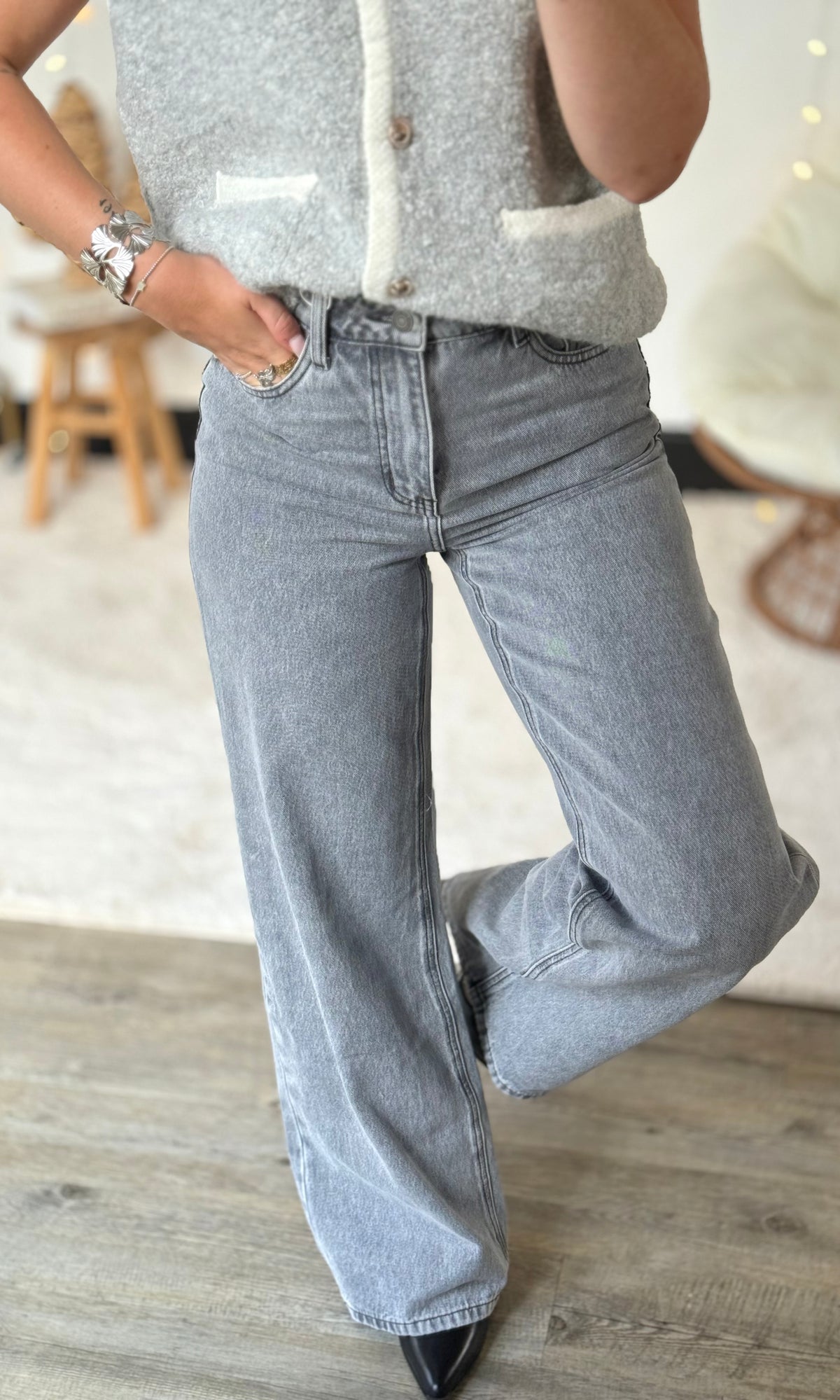 Jean gris large NATE