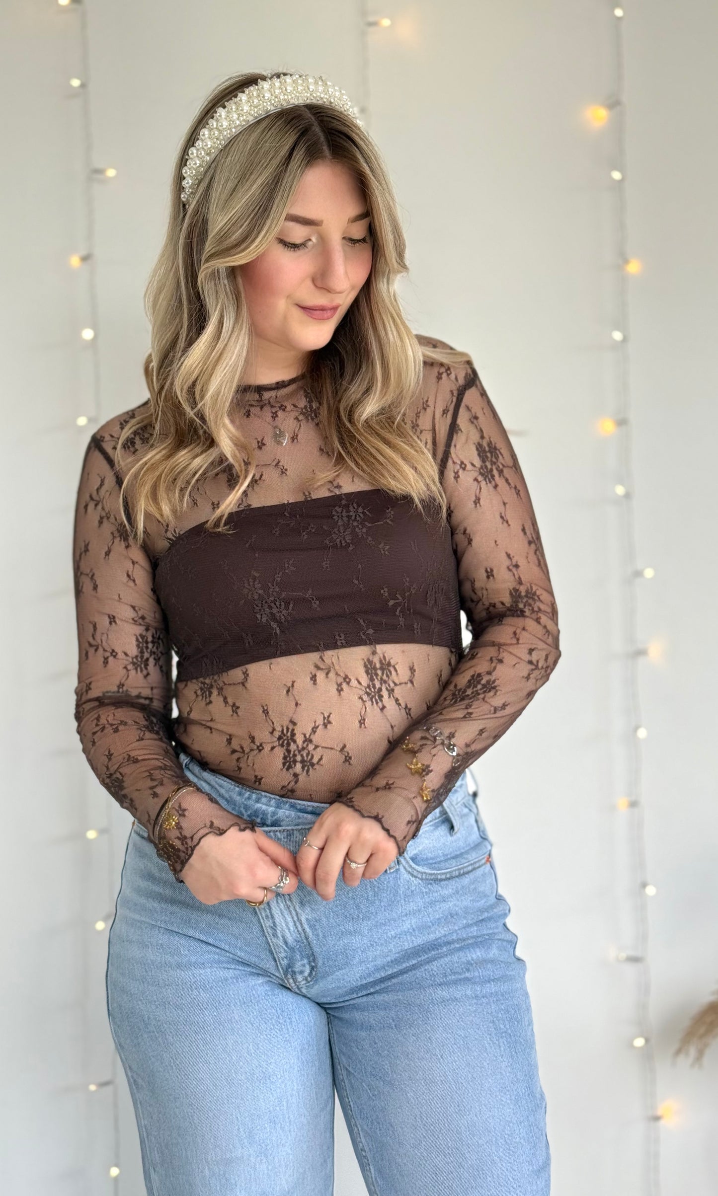 Haut en dentelle chocolat MIA