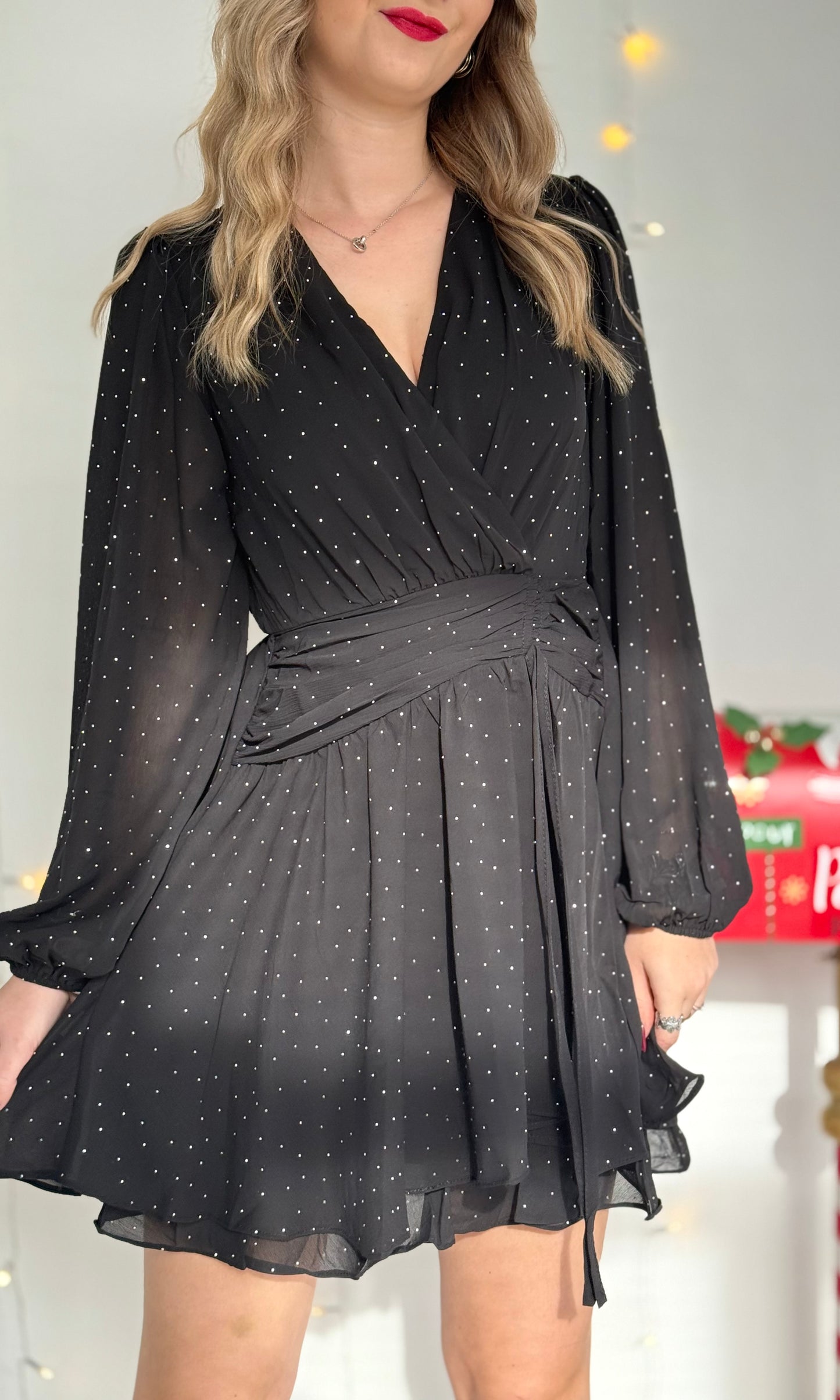 Robe noire à strass STRASS