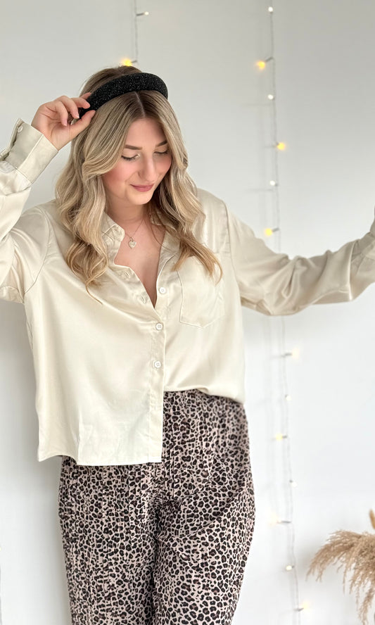Chemise satinée écrue LÉNA