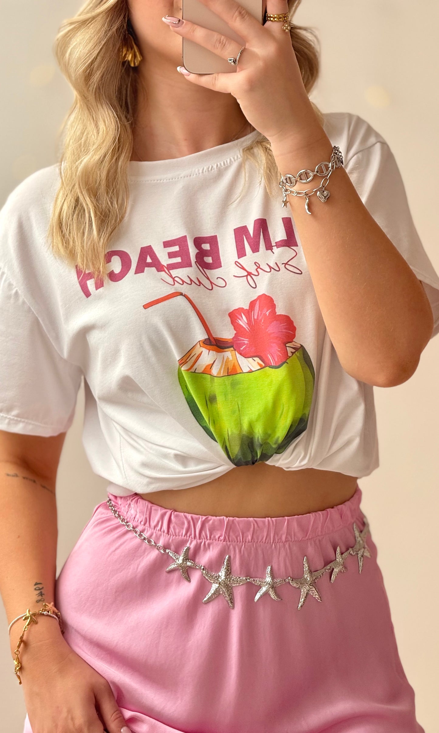 T-shirt blanc PALM BEACH 🇮🇹