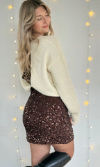 Jupe marron à sequins PUMPKIN