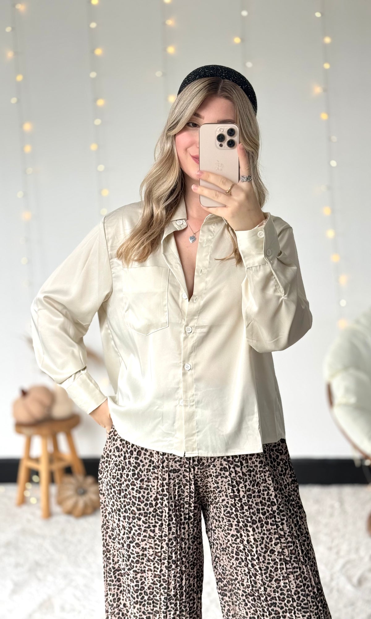 Chemise satinée écrue LÉNA