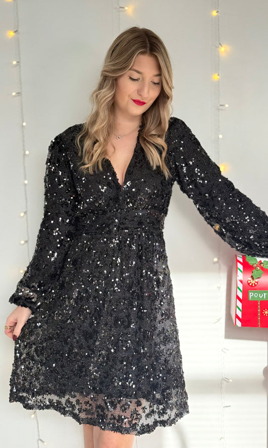 (CURVES) Robe courte à sequins GLITTER