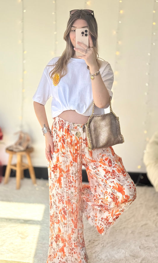 Pantalon plissé fleuri PEARL (34-48) 🇮🇹