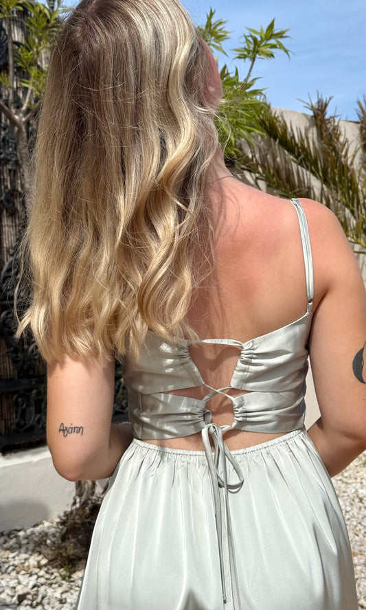 Robe satinée vert sauge SAGE