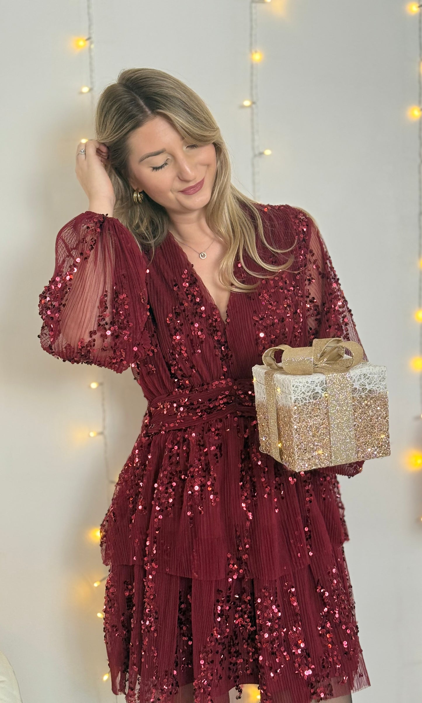 Robe bordeaux à sequins TINSEL