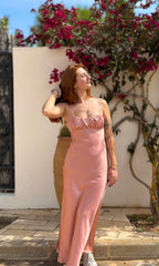 Robe satinée pêche CIAO