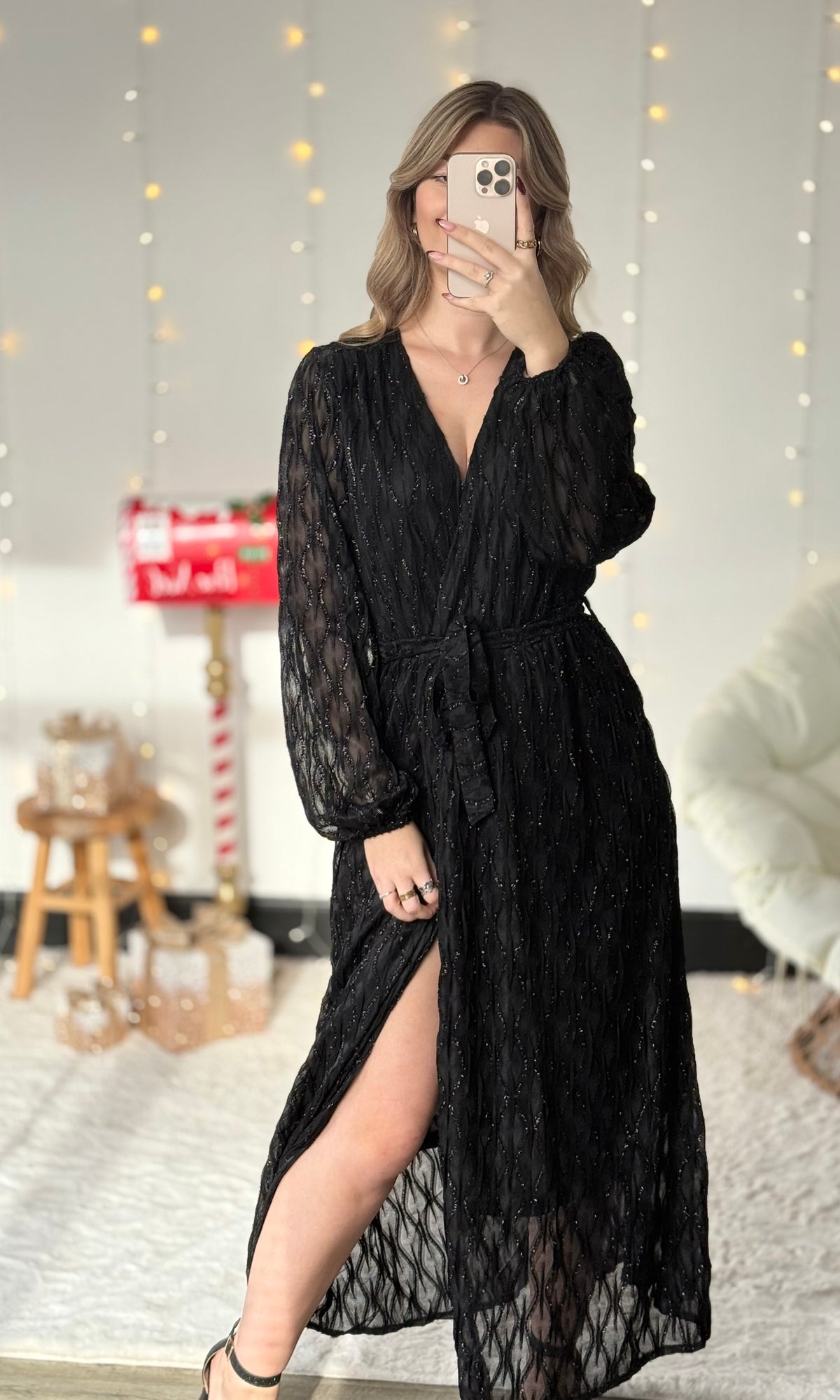 Robe noire brillante longue MARIAH