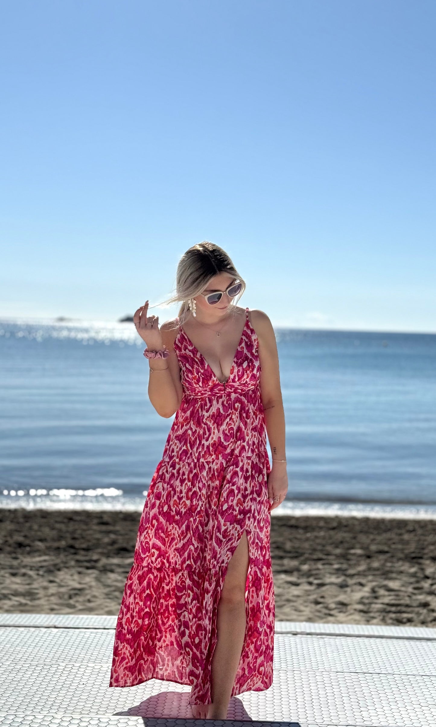 Robe longue rose EULARIA