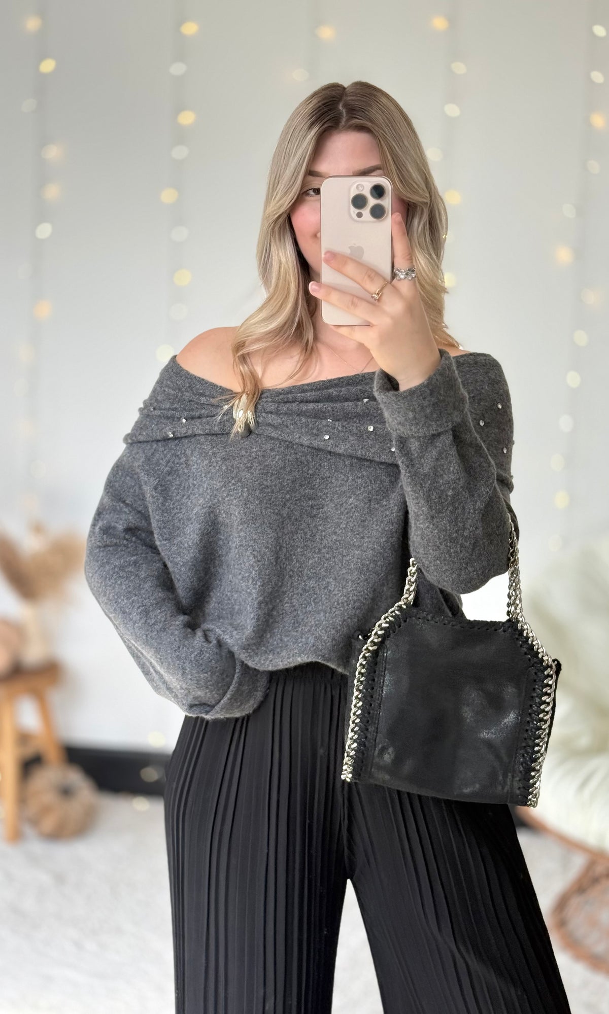 Pull bardot à strass SCARLETT