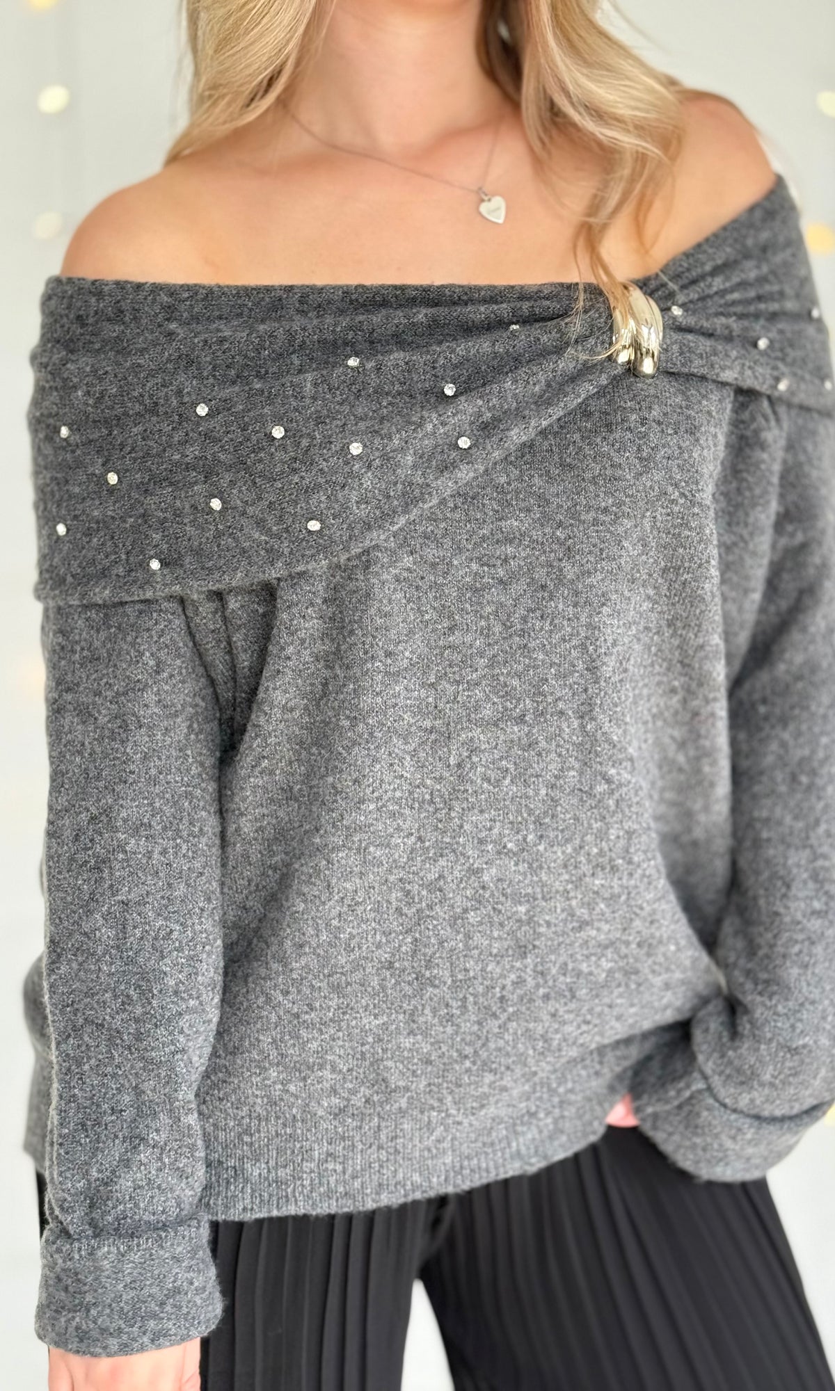 Pull bardot à strass SCARLETT
