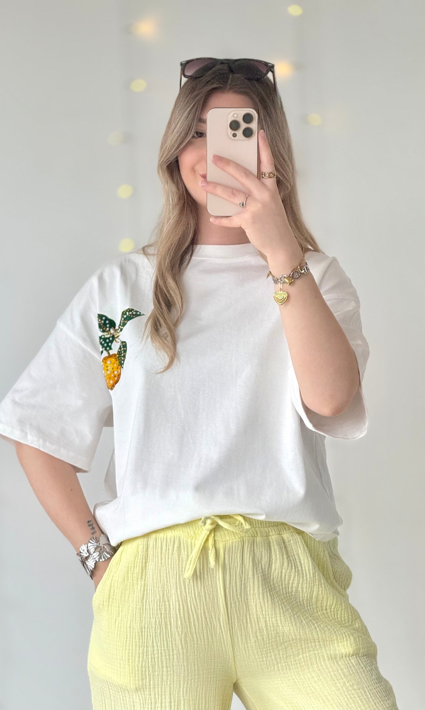 T-shirt en coton à strass CITRONS