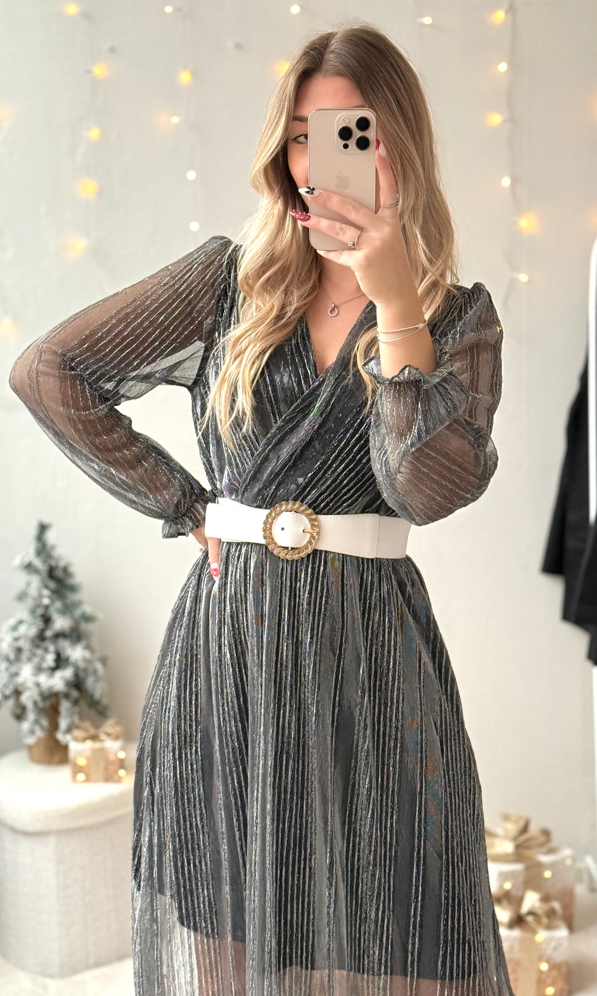 Robe longue argentée MISTLETOE